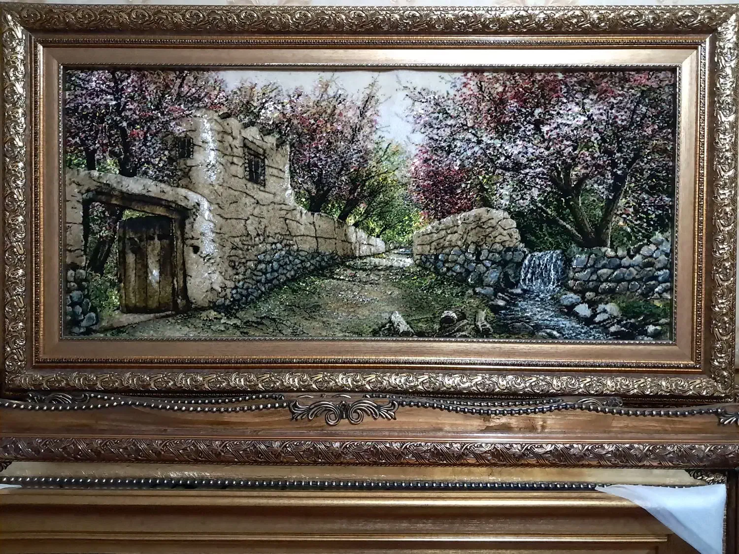 تابوفرش دستبافت/تابلو فرش کوچه باغ گیلاس سایز بزرک|تابلو فرش|تهران, استاد معین|دیوار