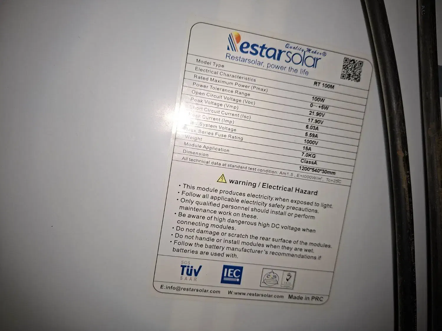 پنل 100 وات خورشیدی مونو کریستال|لامپ و چراغ|تربتحیدریه, حسنی بالا|دیوار