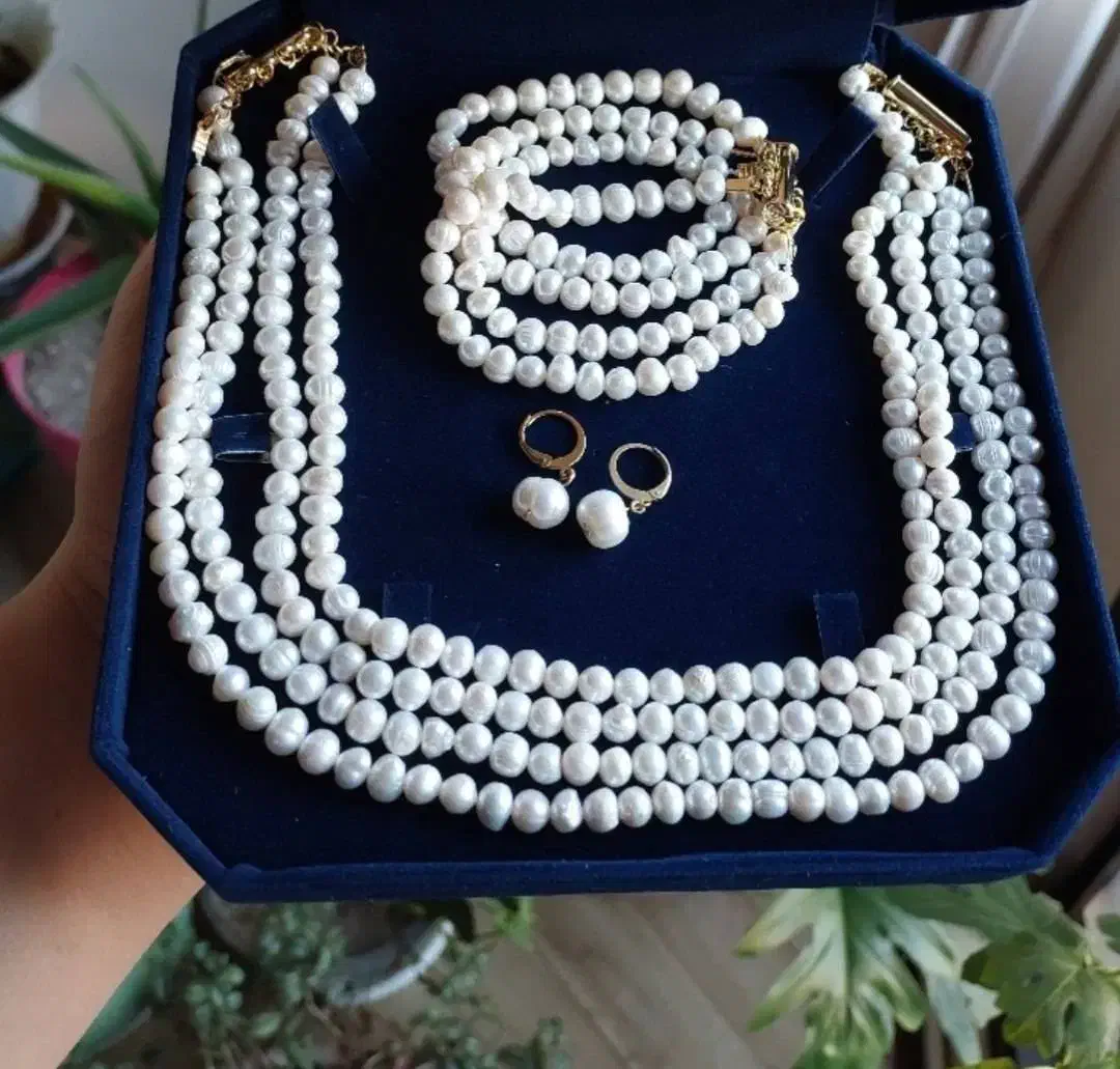 مروارید ااصل گردنبند  4رج طبیعی دریایی گردنبند|جواهرات|تهران, دبستان|دیوار