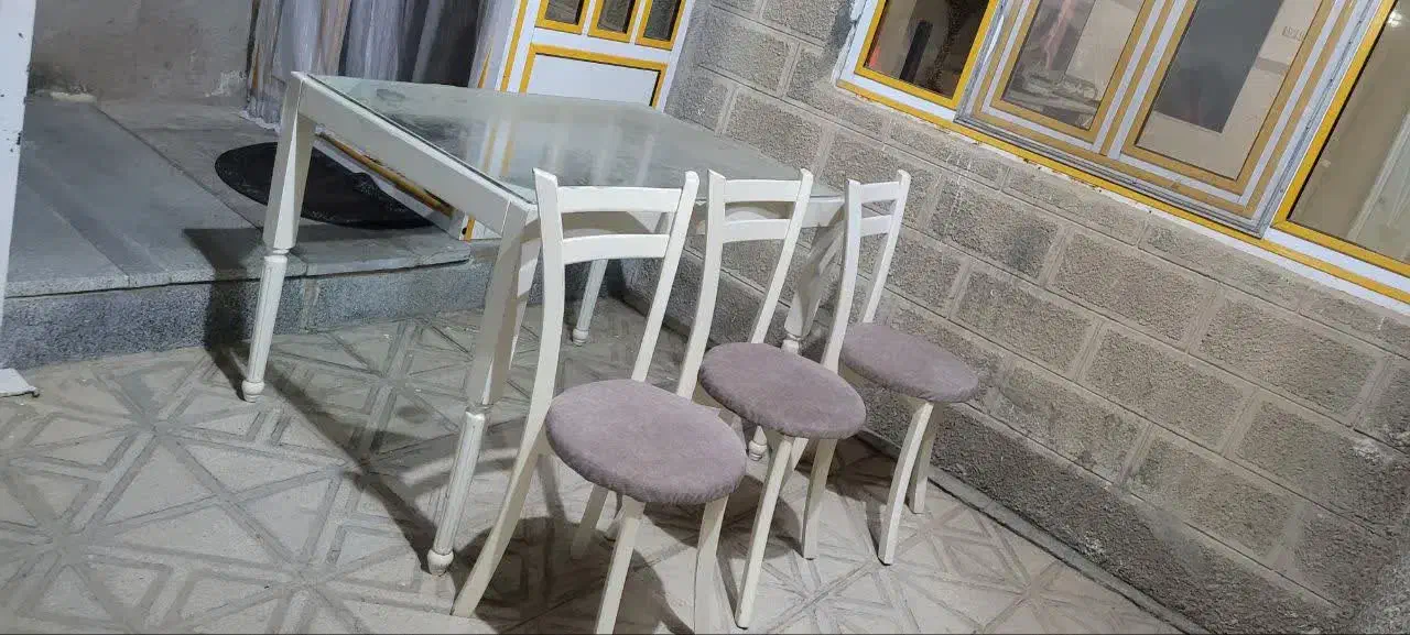 میز غذا خوری دست ساز 4نفر وصندلی 3نفره|میز و صندلی غذاخوری|بهار, |دیوار