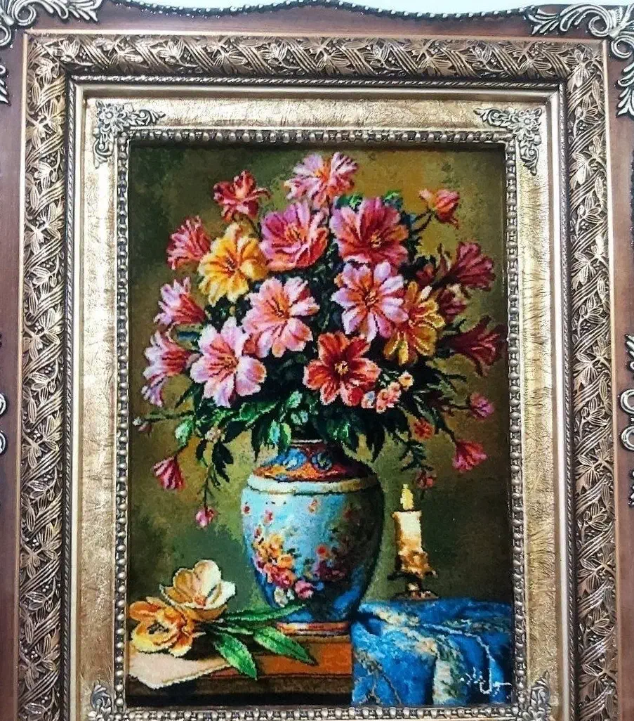 تابلو گل رخسار کد 27 دستبافت و ابریشم دار|تابلو فرش|تبریز, |دیوار