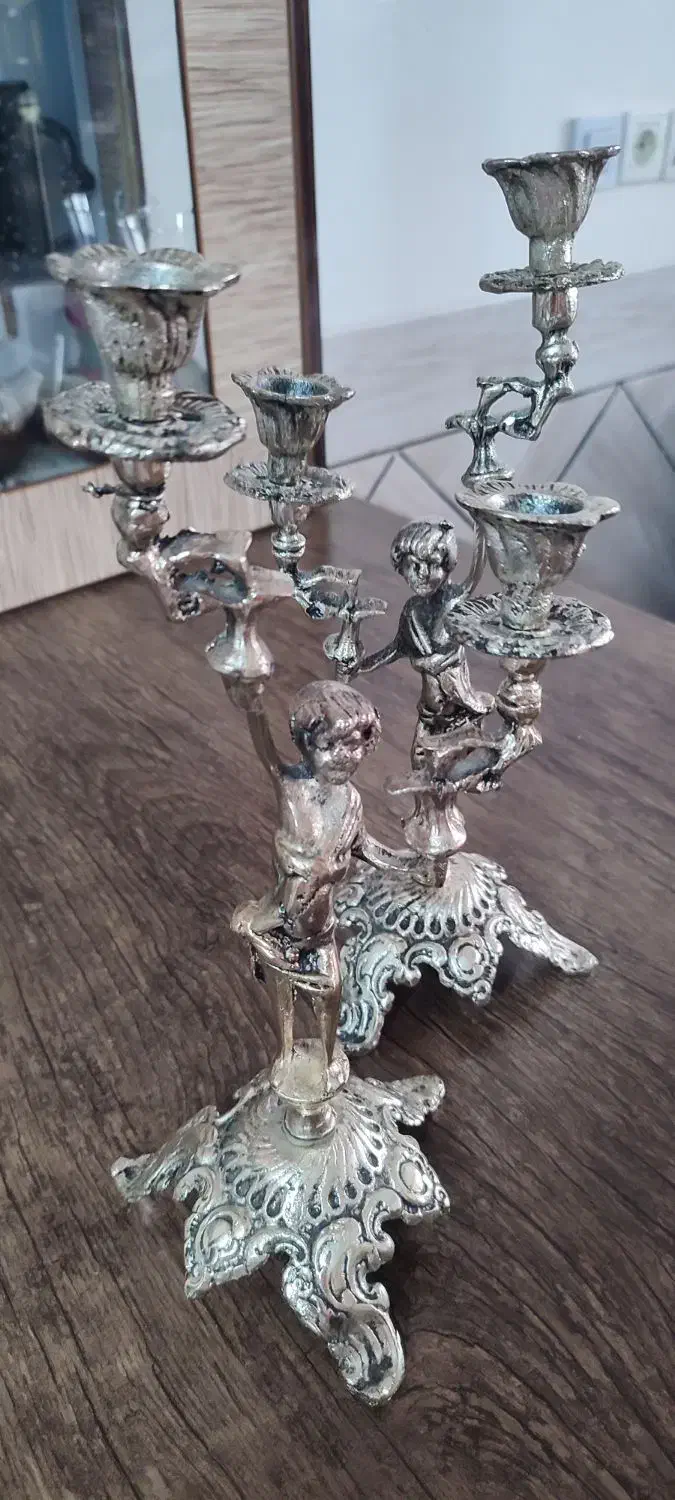 دوعددشمعدان  اصل قدیمی|کلکسیون اشیاء عتیقه|داران, |دیوار