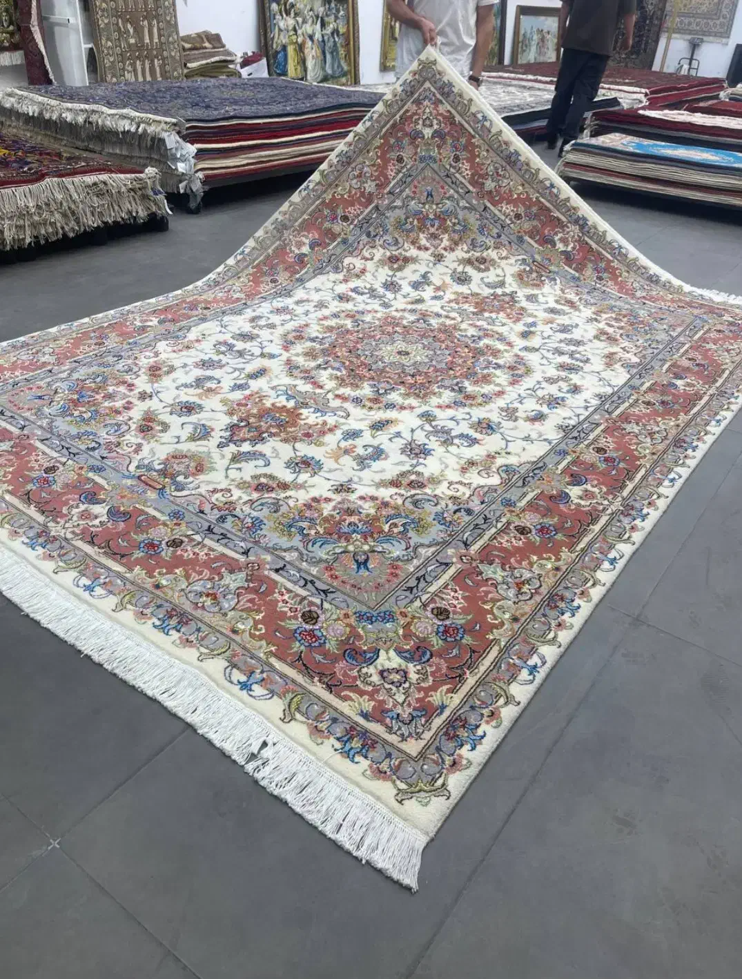 فرش دستباف (بساک) جفت ۹ متری نقشه علیا گل ابریشم|فرش|مشکیندشت, |دیوار