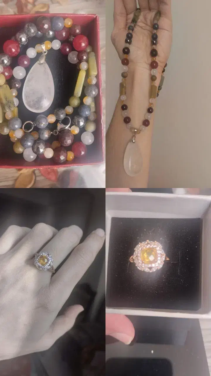 گردنبند و انگشتر سنگ اصل با فاکتور|جواهرات|تهران, شهرک مخابرات|دیوار