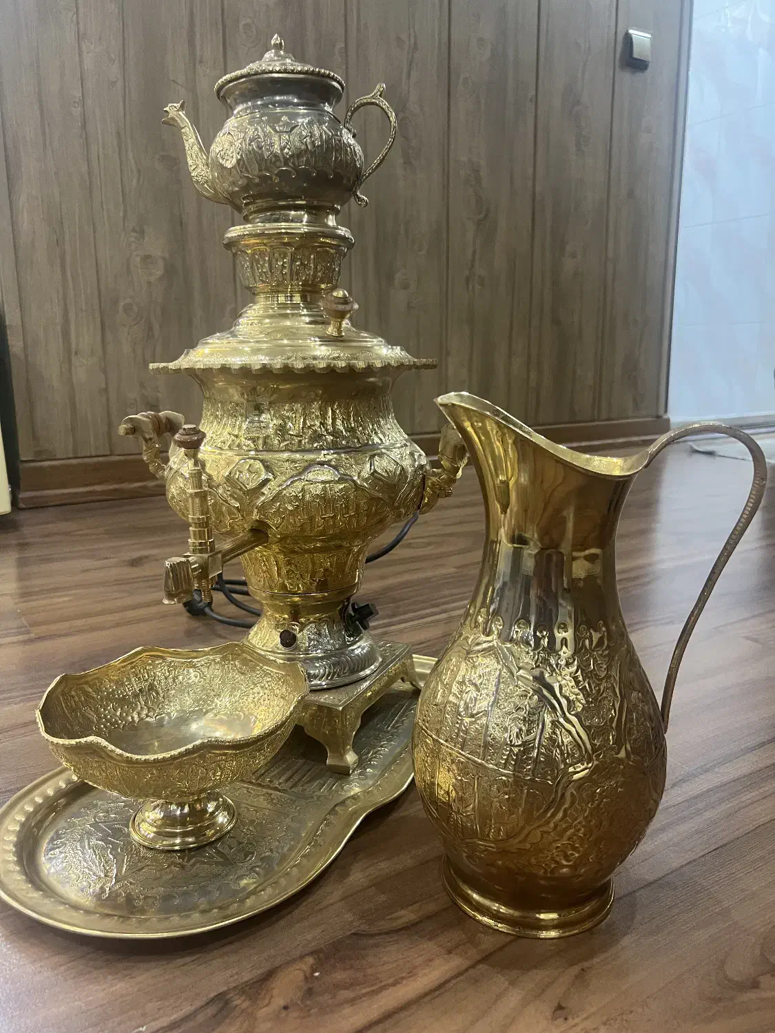 سماور برنجی برقی زنجانی نو با کارتن|سماور، چایساز، قهوهساز|اصفهان, چرخاب|دیوار