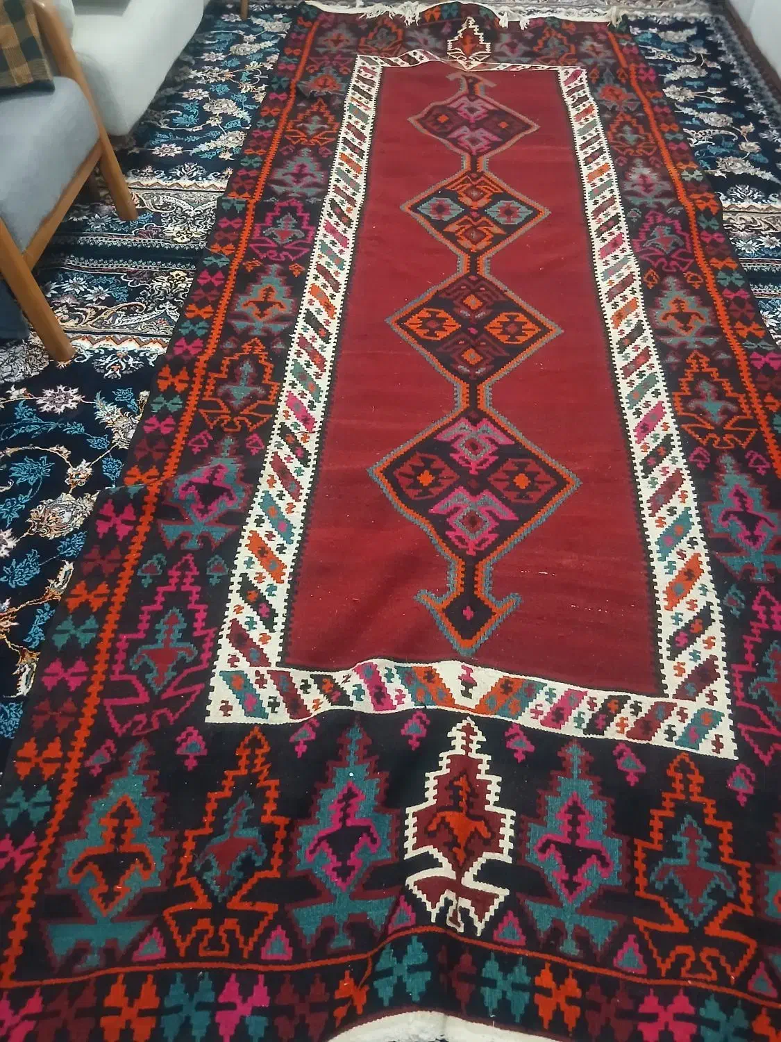 گلیم ترکی پشم با قدمت ۵۰ ساله|گلیم، جاجیم، گبه|تبریز, |دیوار