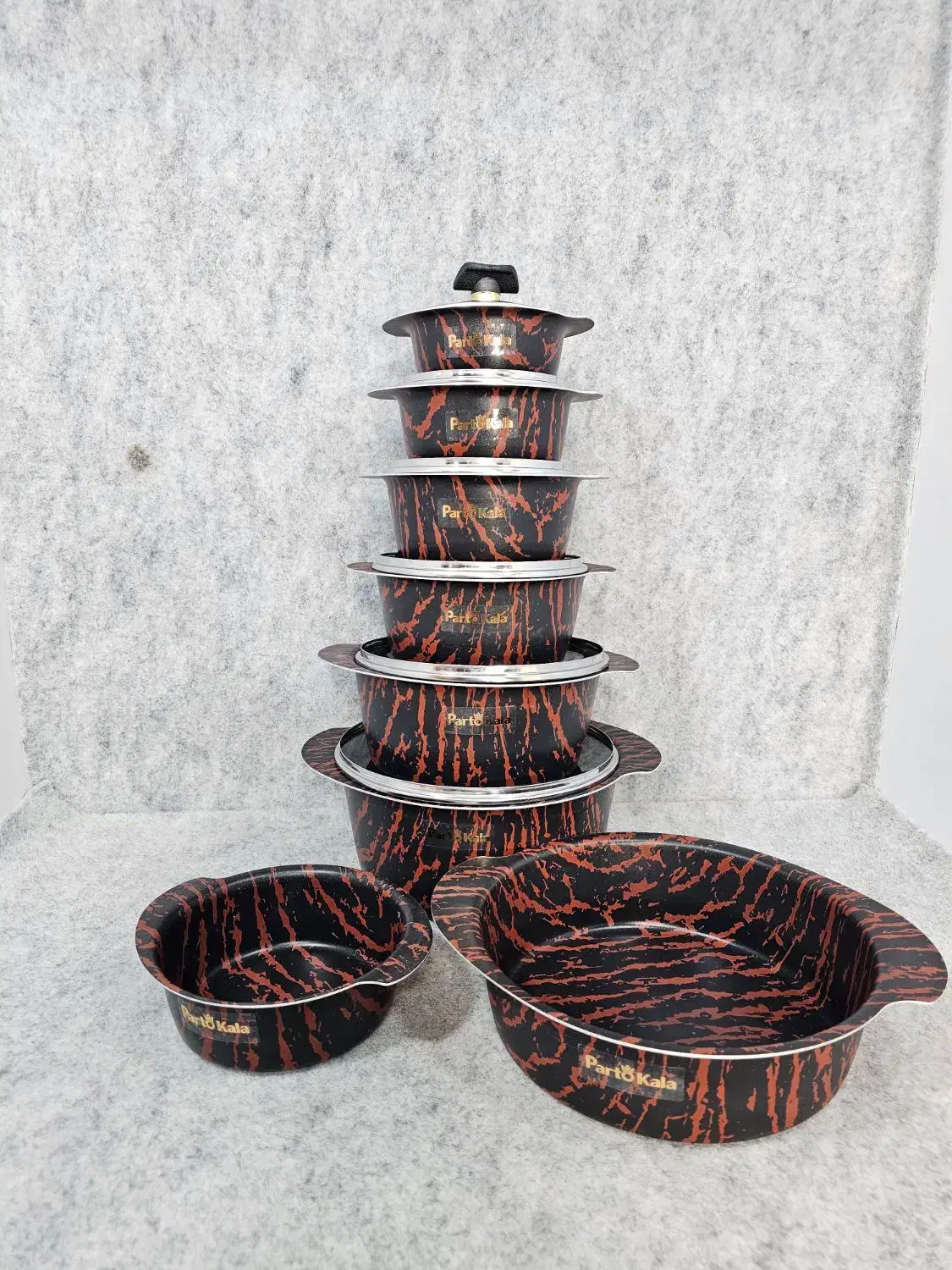 سرویس قابلمه 14پارچه سورنا پروانه ای نانو گرانیت|ظروف پخت‌وپز|قم, ولیعصر|دیوار