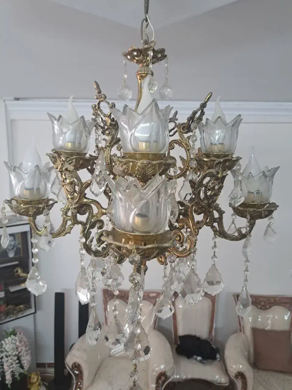 یک جفت لوستر 8 شاخه برنجی|لوستر و چراغ آویز|نسیمشهر, |دیوار