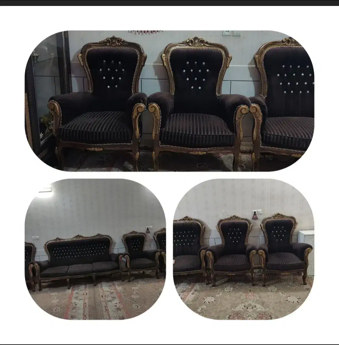 مبل ۹نفره سالم تمیز|مبلمان خانگی و میز عسلی|ابریشم, |دیوار