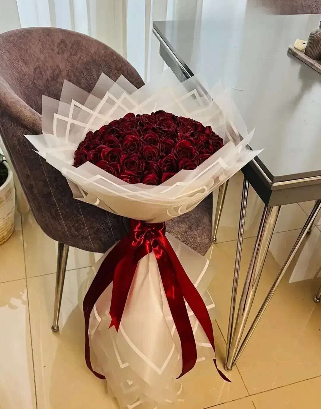 دسته گل روبانی به صورت کاملا حرفه ای|گل مصنوعی|زنجان, |دیوار