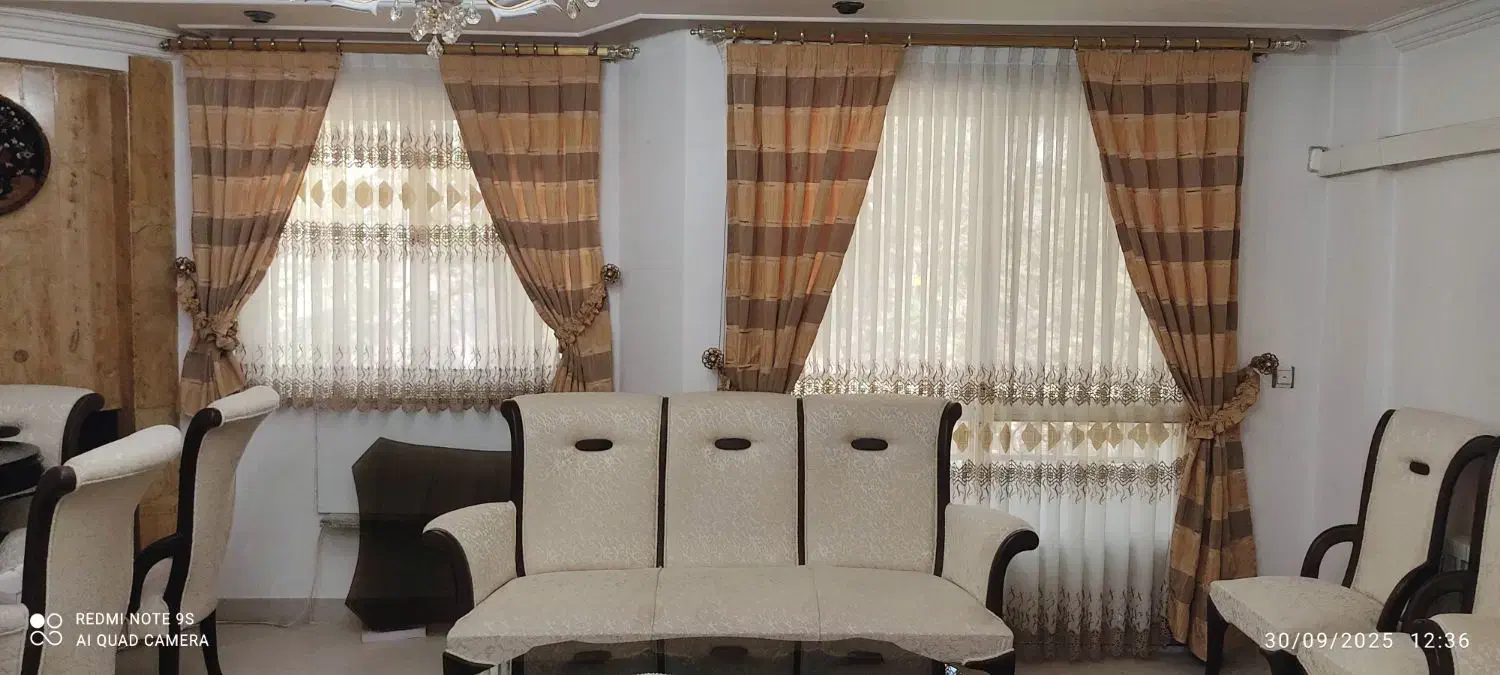 دوعددپرده کتان نازک، در و پنجره پذیرایی و میل پرده|پرده، رانر، رومیزی|گرگان, |دیوار