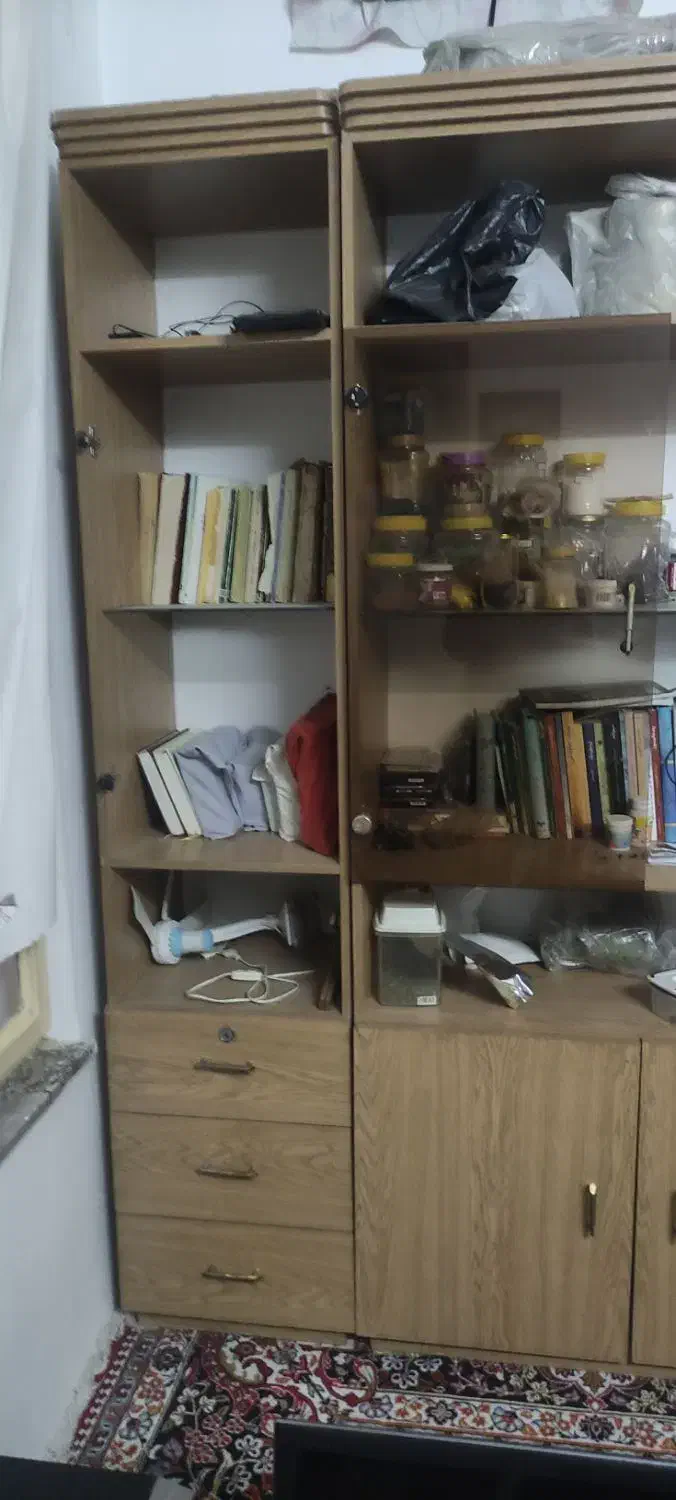 کتابخانه و میز تلویزیون ملامینه|کتابخانه، شلف، قفسه‌های دیواری|مشهد, شهرک مهر آباد|دیوار