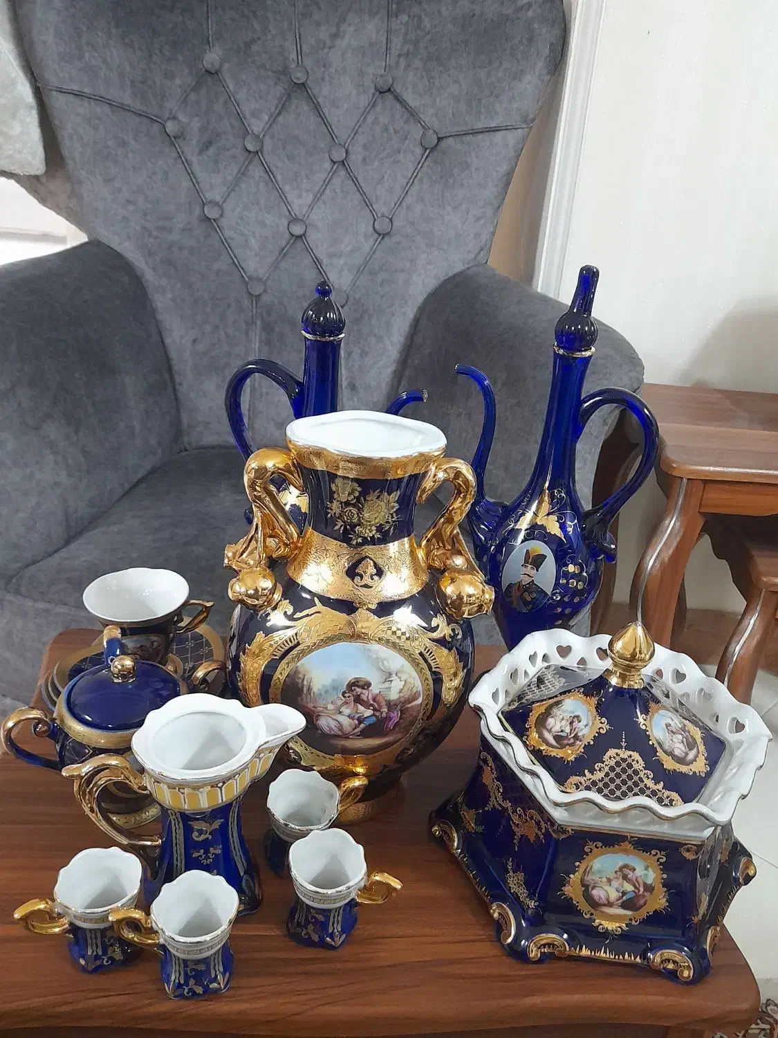 سرویس قهوه خوری سورمه ای قدیمی وخاص|صنایع دستی و سایر لوازم تزئینی|تهران, افسریه جنوبی|دیوار