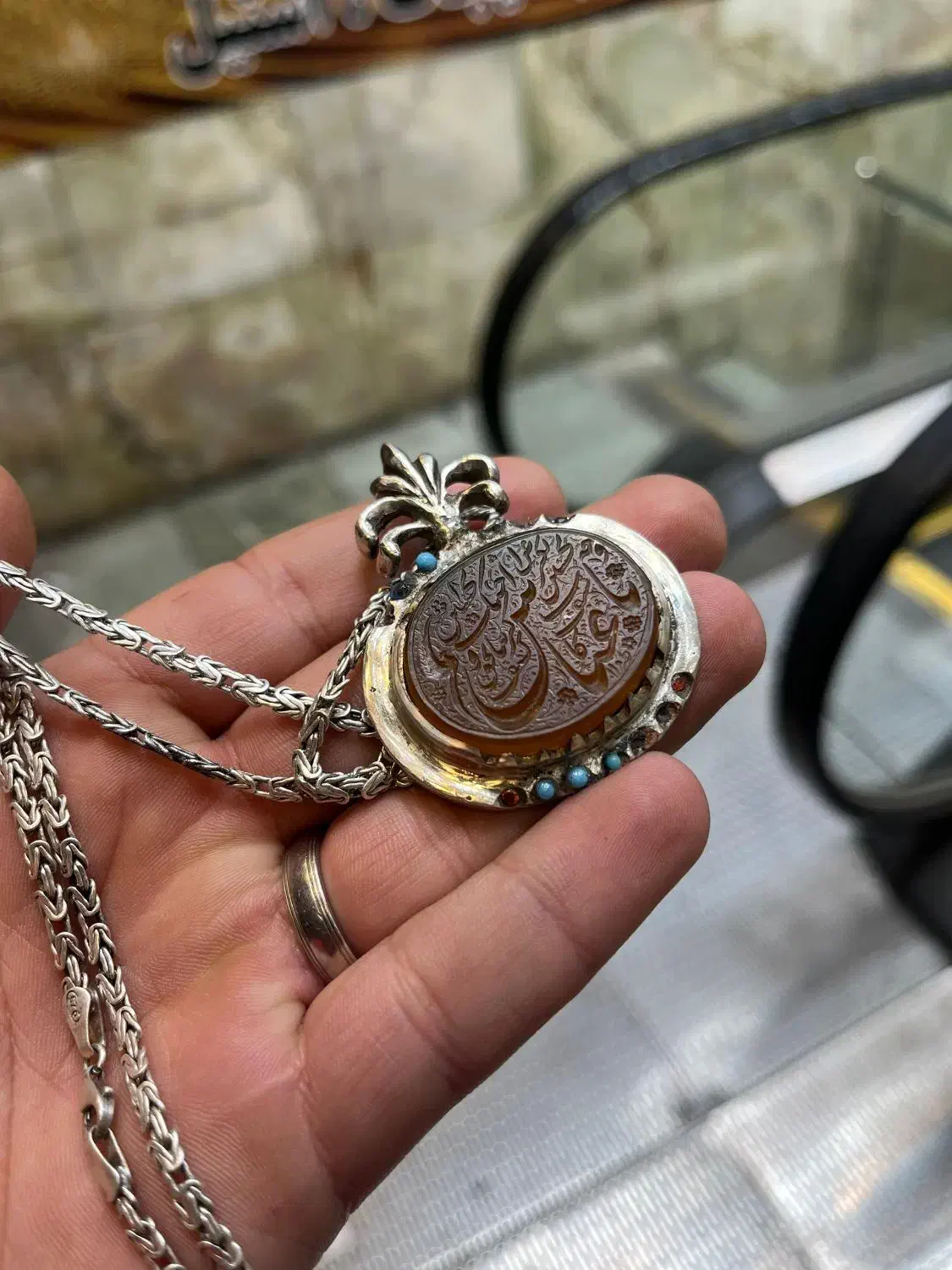 گردنبندمردانه نقره کاره دست|جواهرات|ری, جوانمرد قصاب|دیوار