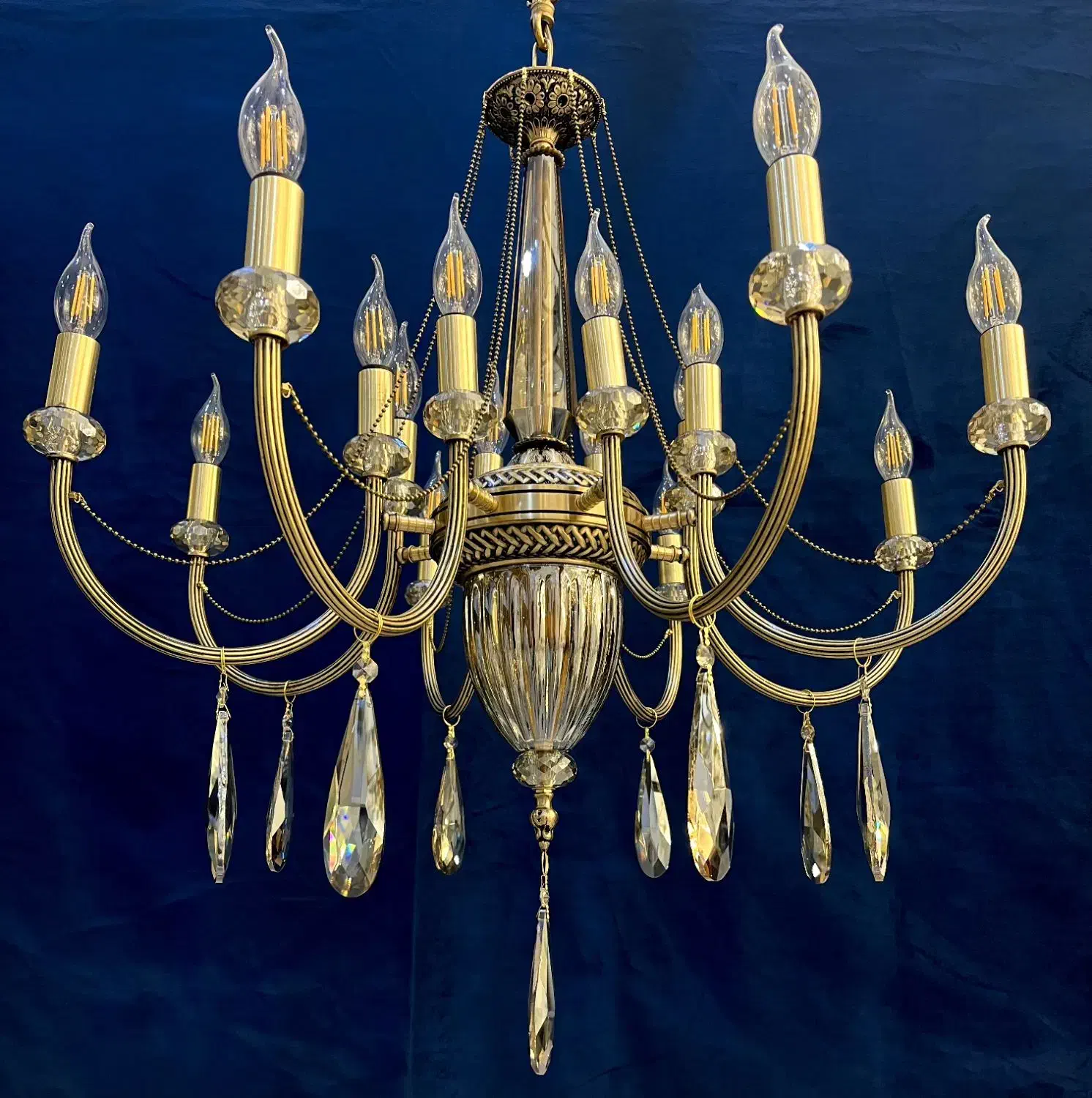 لوستر والتر برنجی هشت+هشت شعله برنج کلاسیک light33|لوستر و چراغ آویز|تهران, نعمت‌آباد|دیوار