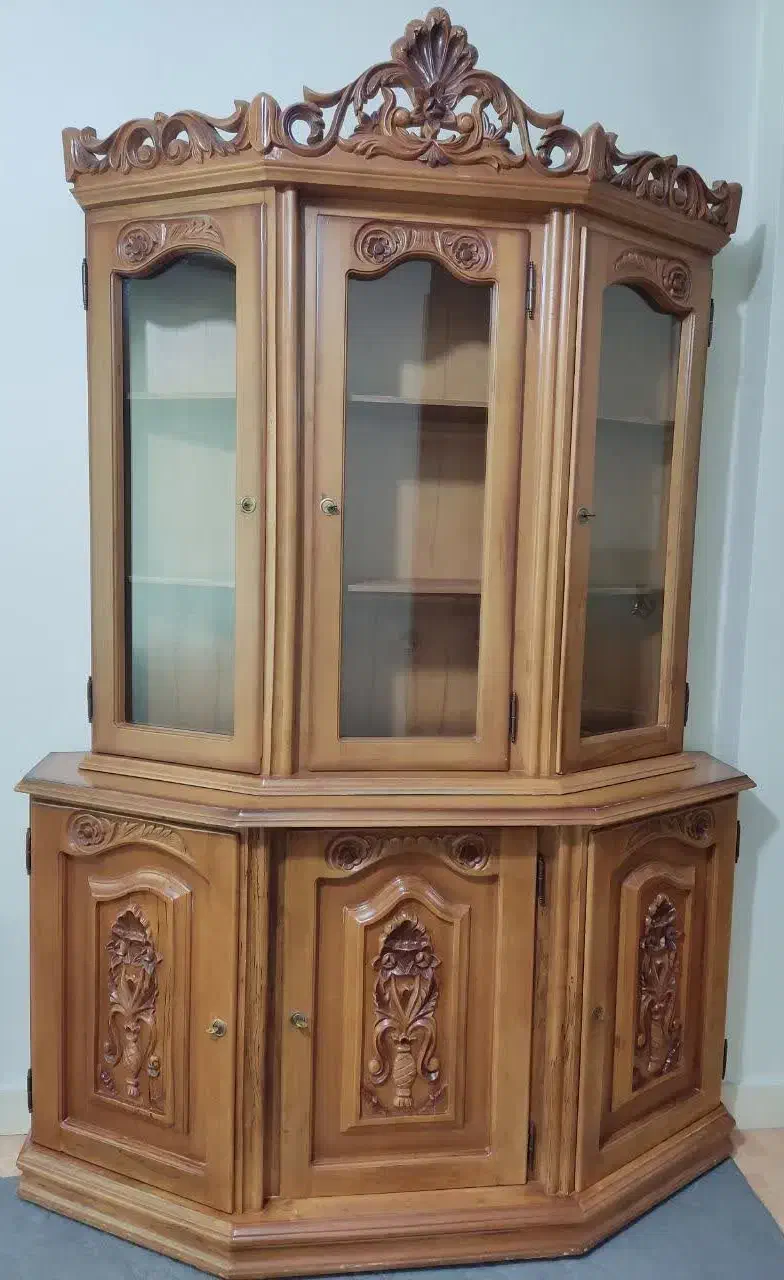 بوفه ویترین چوبی با منبتکاری|بوفه، ویترین، کنسول|ری, شهادت|دیوار