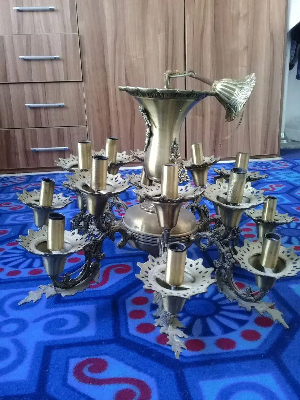 لوستر برنجی تو پر|لوستر و چراغ آویز|کرج, احدآباد|دیوار