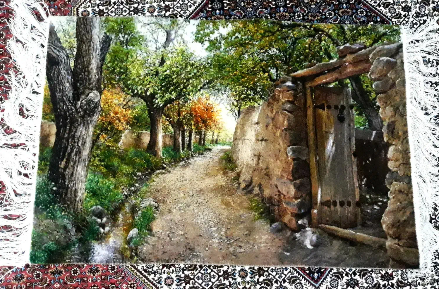 تابلوفرش کوچه باغ|تابلو فرش|تهران, راه آهن|دیوار