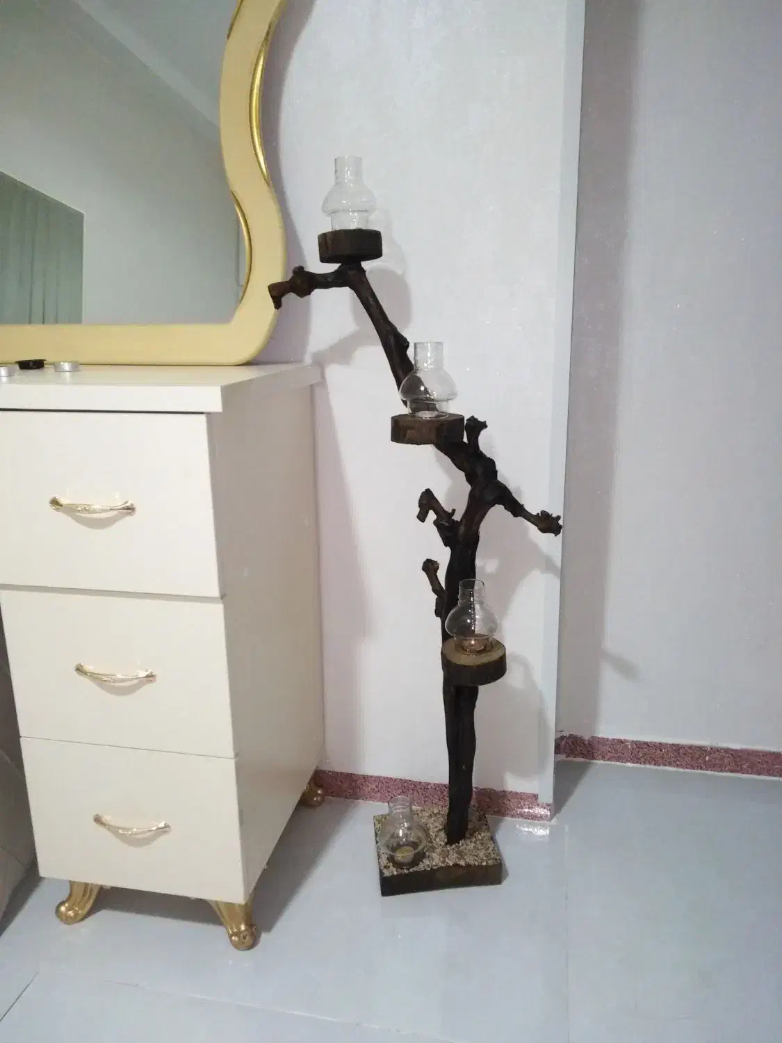 شمعدان چوبی بلند|لوستر و چراغ آویز|سقز, |دیوار