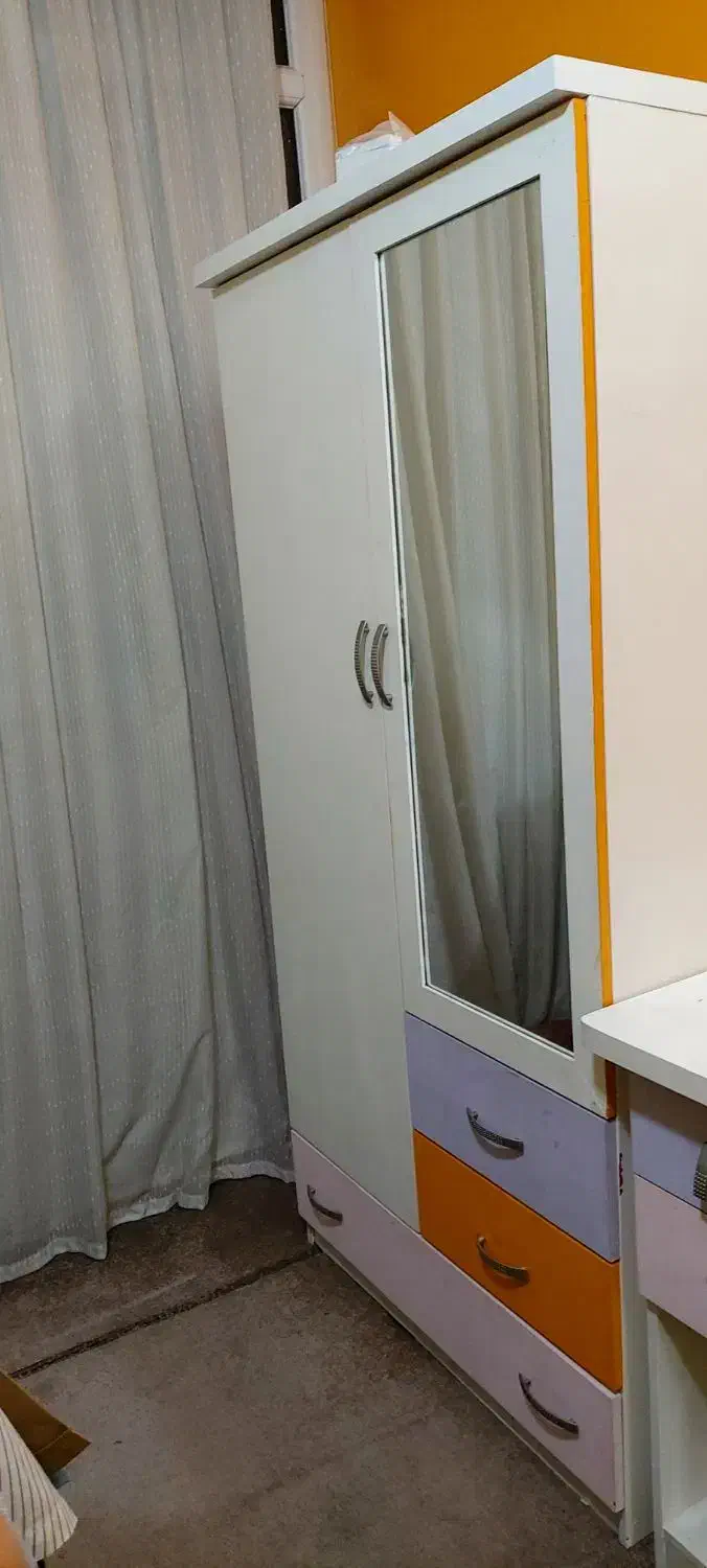 سرویس خواب نوجوان ۵ تیکه ام دی اف رنگ شده|تخت و سرویس خواب|گلستان (تهران), |دیوار