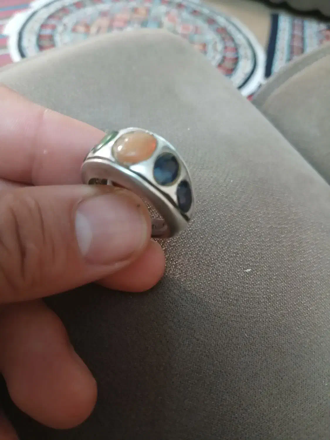 انگشتر نقره ۵ جواهر|جواهرات|اردبیل, |دیوار