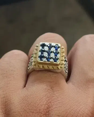 انگشتر نقره 925 نگین یاقوت کبود|جواهرات|خورموج, |دیوار