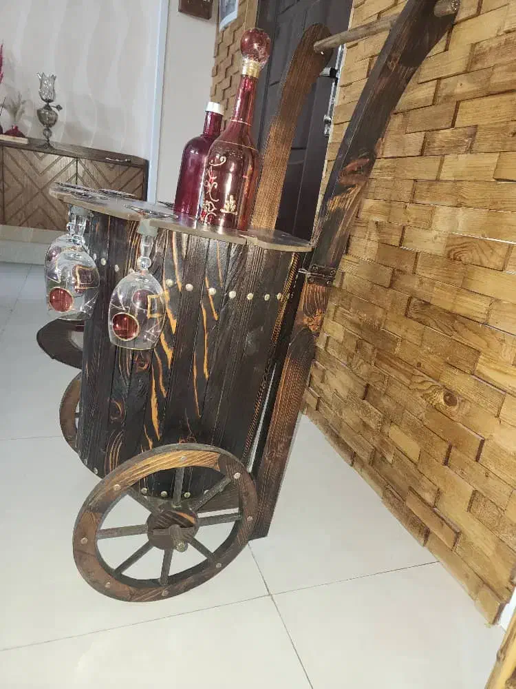 مینی بار چوبی چرخ دار نو نو|بوفه، ویترین، کنسول|سمنان, |دیوار