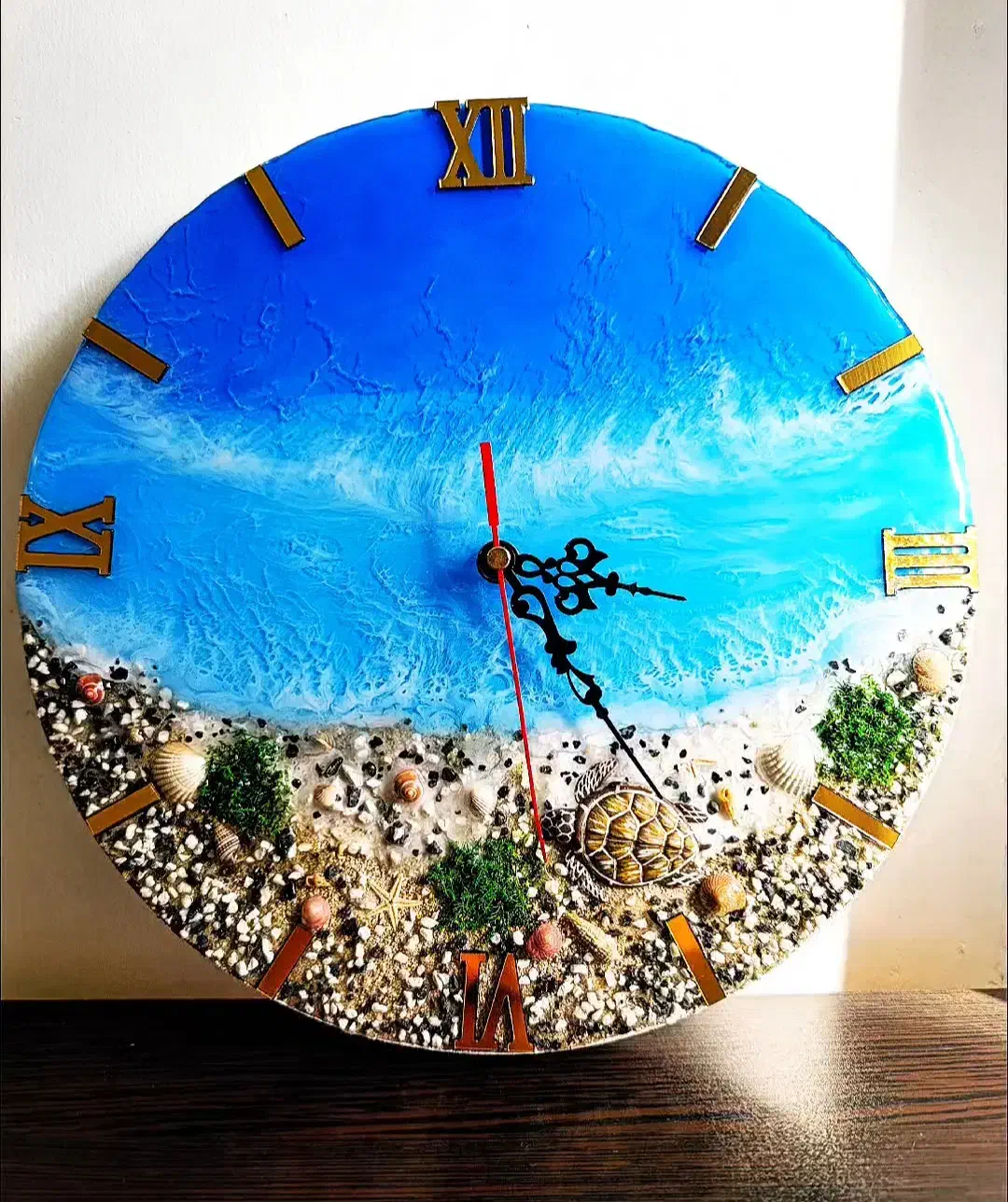 ساعت دیواری طرح دریا رزین کاری|ساعت دیواری و تزئینی|مریوان, |دیوار