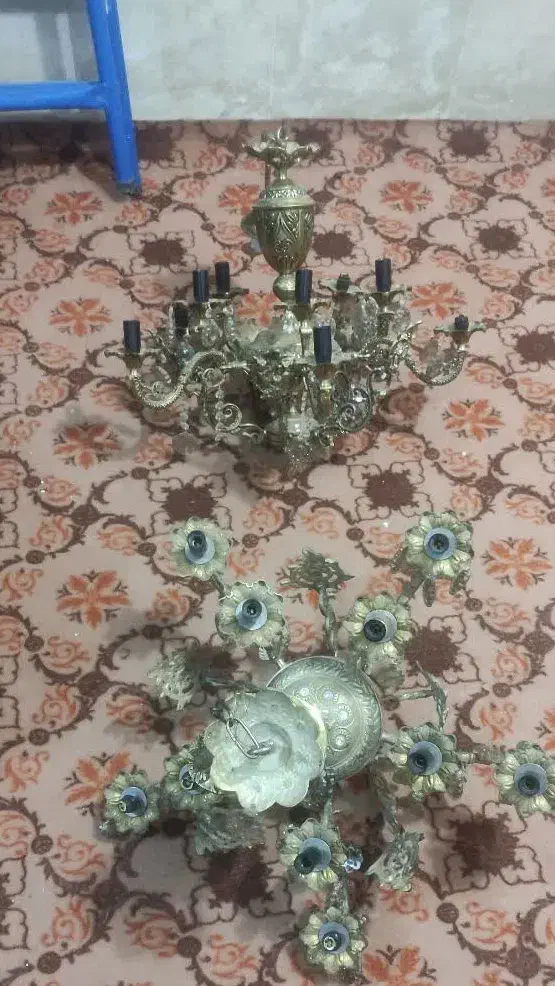 لوستر برنز پنچ شاخه|لوستر و چراغ آویز|بناب, |دیوار