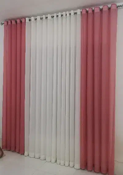 پرده حریر صورتی پانچ نو|پرده، رانر، رومیزی|گلبهار, شهر جدید گلبهار|دیوار