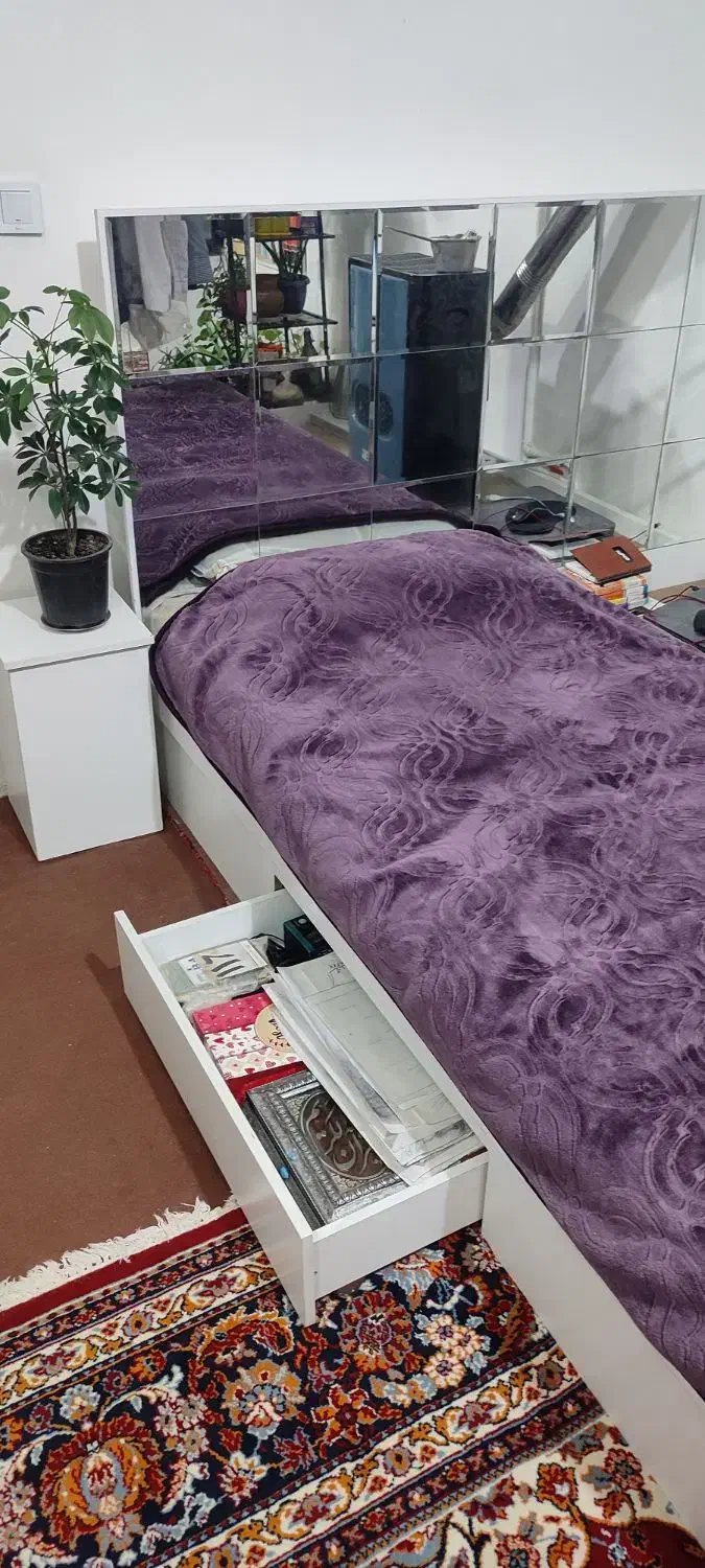 تختخواب دو نفره همراه دراور|تخت و سرویس خواب|شیروان (خراسان), |دیوار