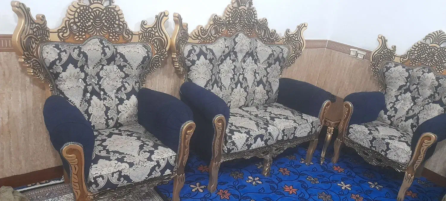مبل سلطنتی ۷نفره|مبلمان خانگی و میز عسلی|ایوان, |دیوار