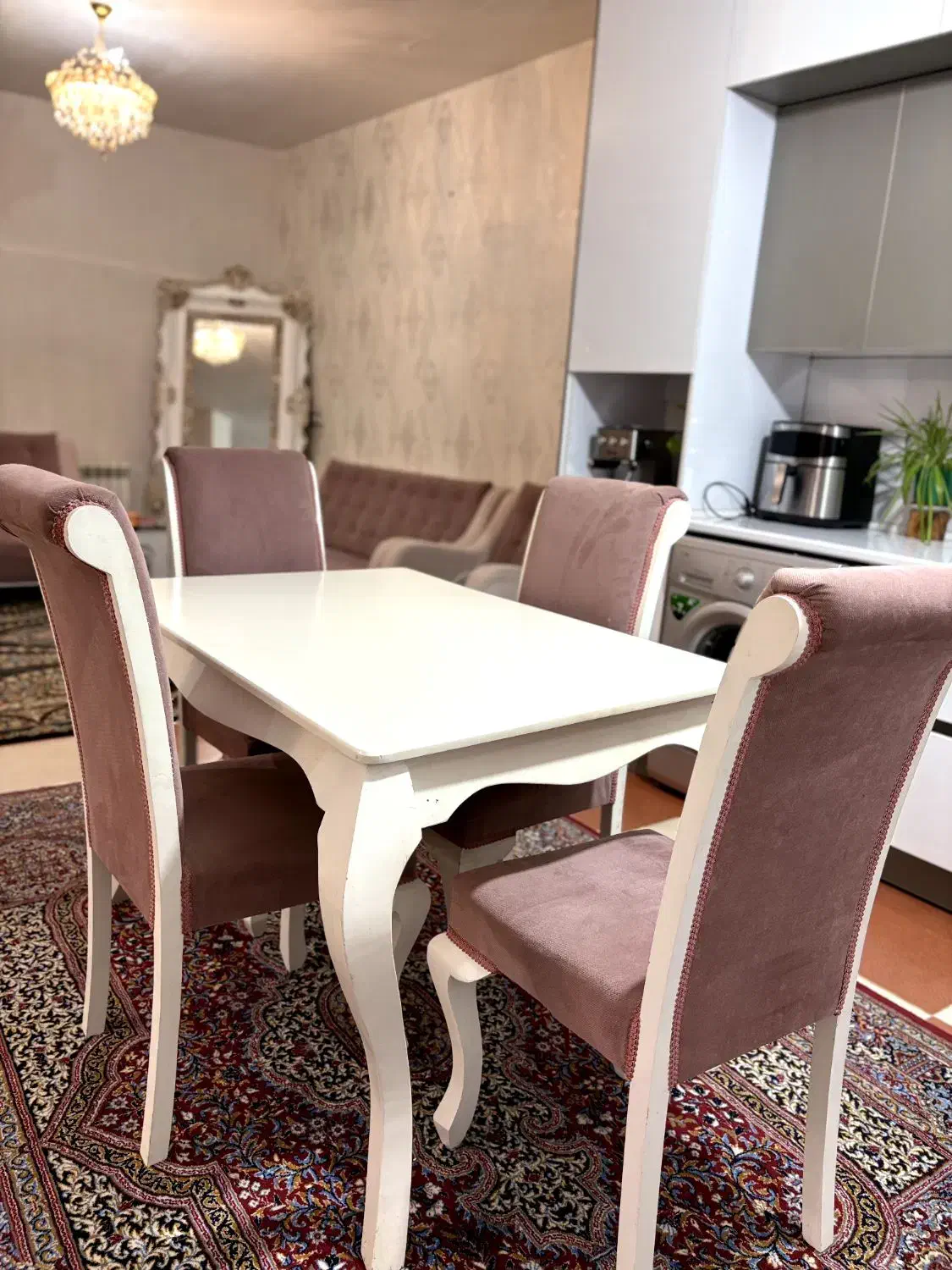 میز ناهارخوری4نفره،شیشه سکوریت و چوب راش|میز و صندلی غذاخوری|خرمآباد, |دیوار