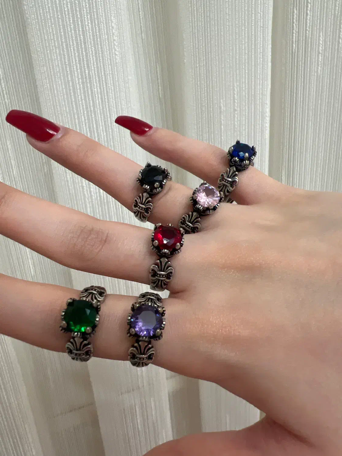 حلقه نقره ۹۲۵ با سنگهای رنگی|جواهرات|رشت, گلسار|دیوار