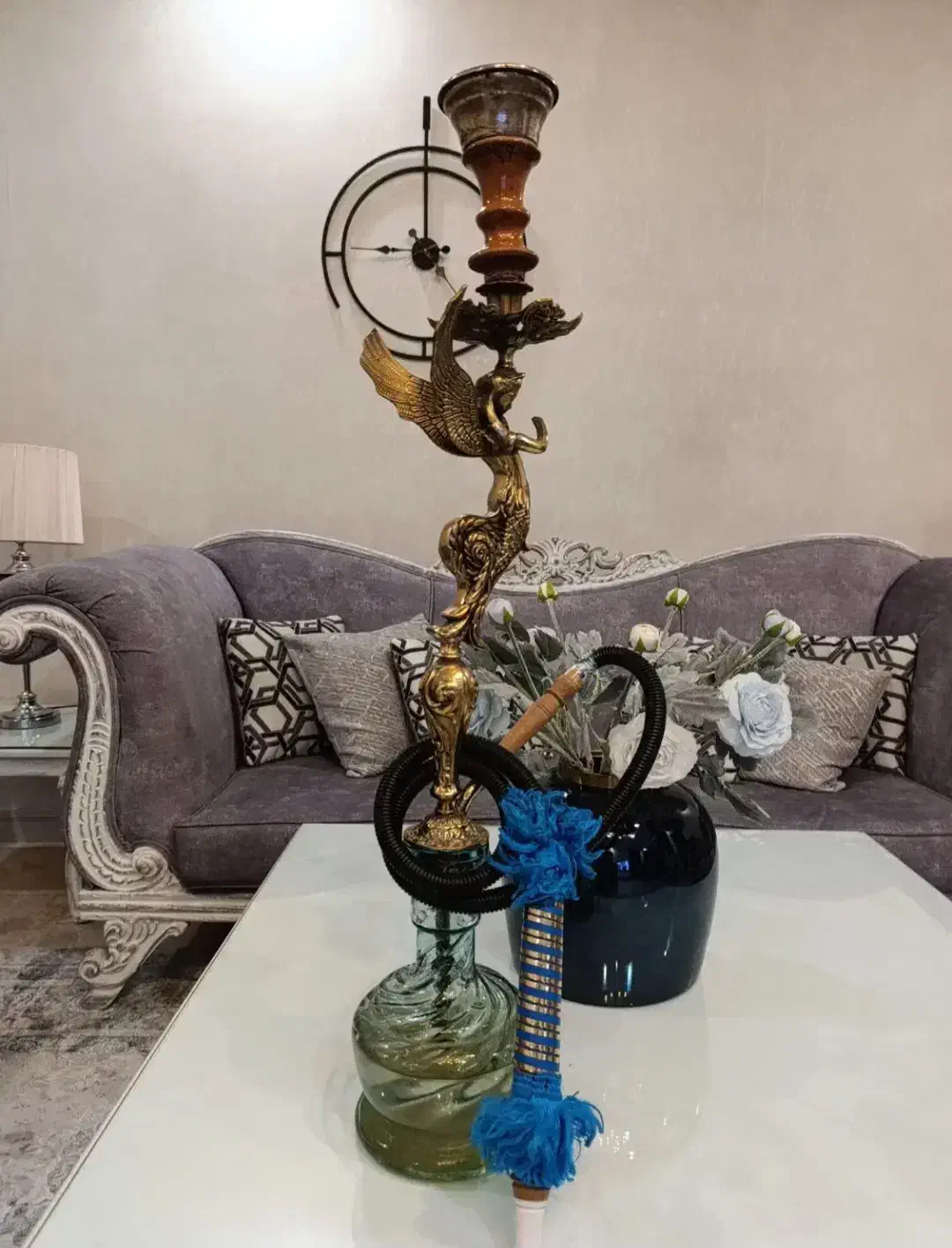 قلیان قلیون برنجی|صنایع دستی و سایر لوازم تزئینی|فشم, |دیوار