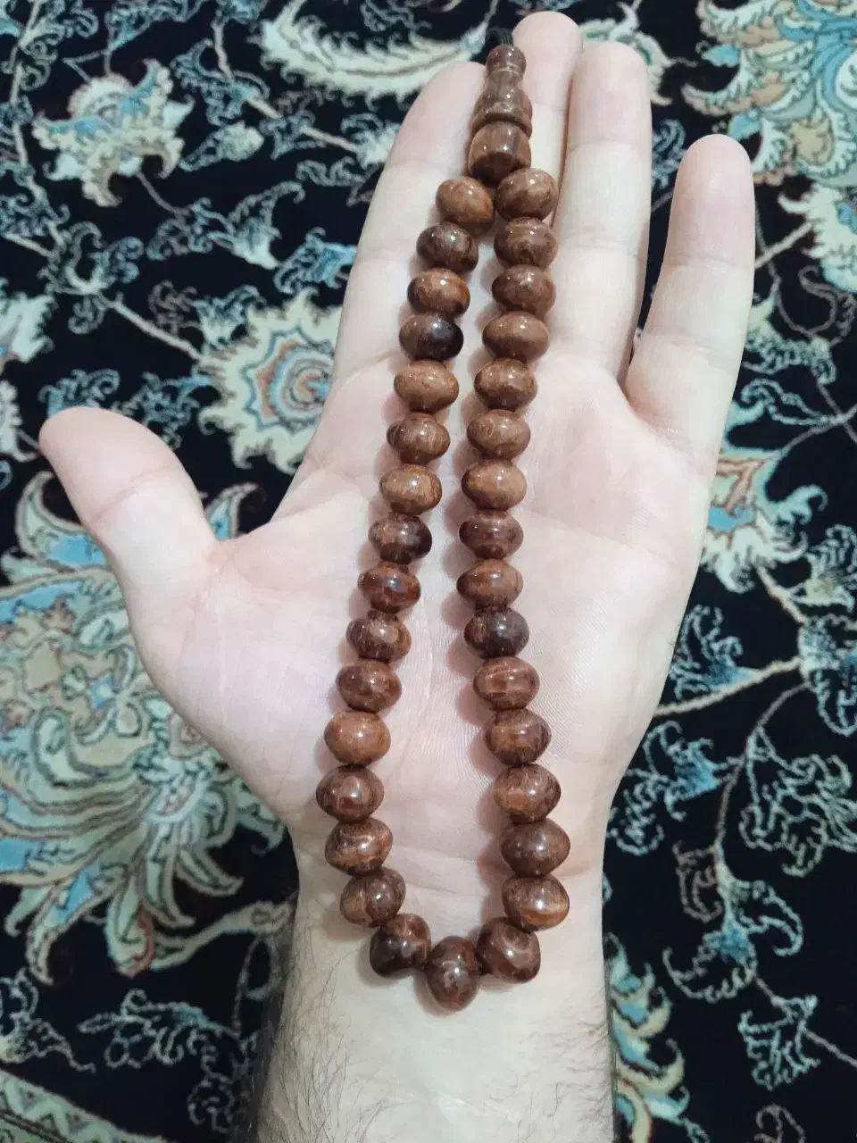 انگشتر‌نقره سعید تهران با تسبیح کهربا وخرمای وحشی‌|جواهرات|سرپل ذهاب, |دیوار