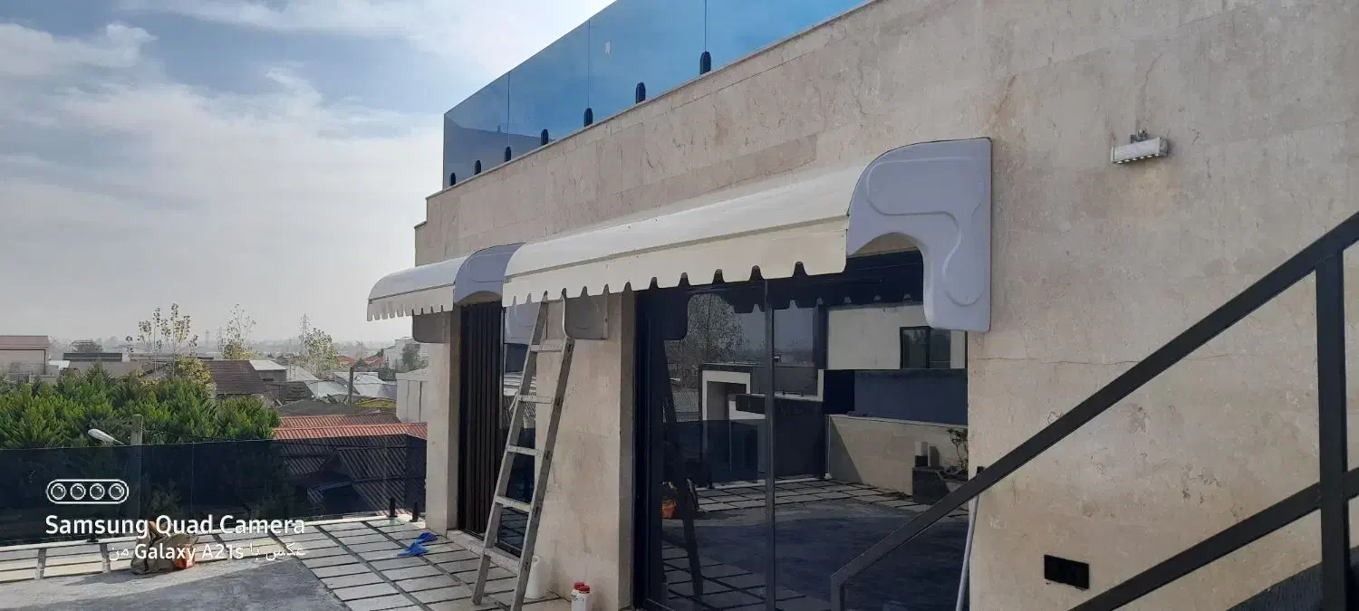 چادردوزی نصب فایبربارانگیرپشت پنجره .سایبان جکی|فروشگاه و مغازه|آمل, |دیوار