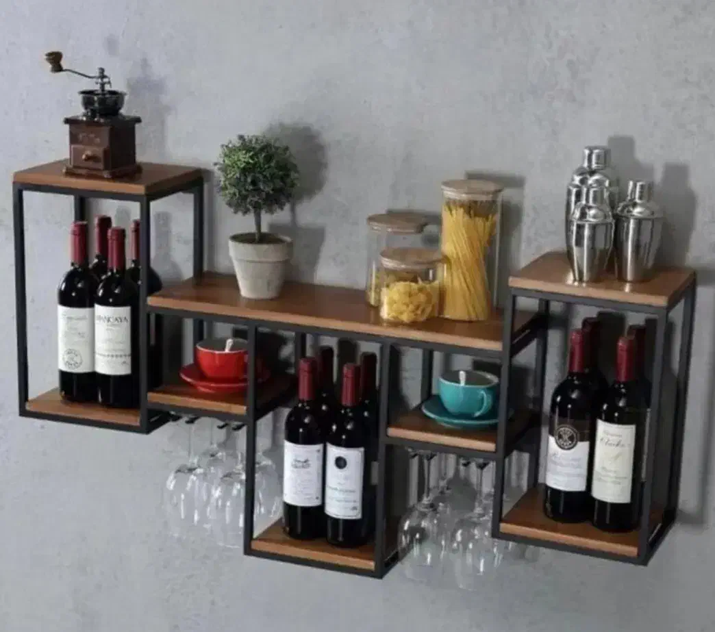 شلف ترکیب فلز و چوب|کتابخانه، شلف، قفسههای دیواری|رشت, حومه رشت|دیوار