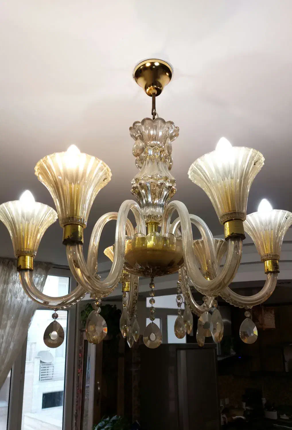 لوستر کریستال شش شعله|لوستر و چراغ آویز|تهران, شهران جنوبی|دیوار