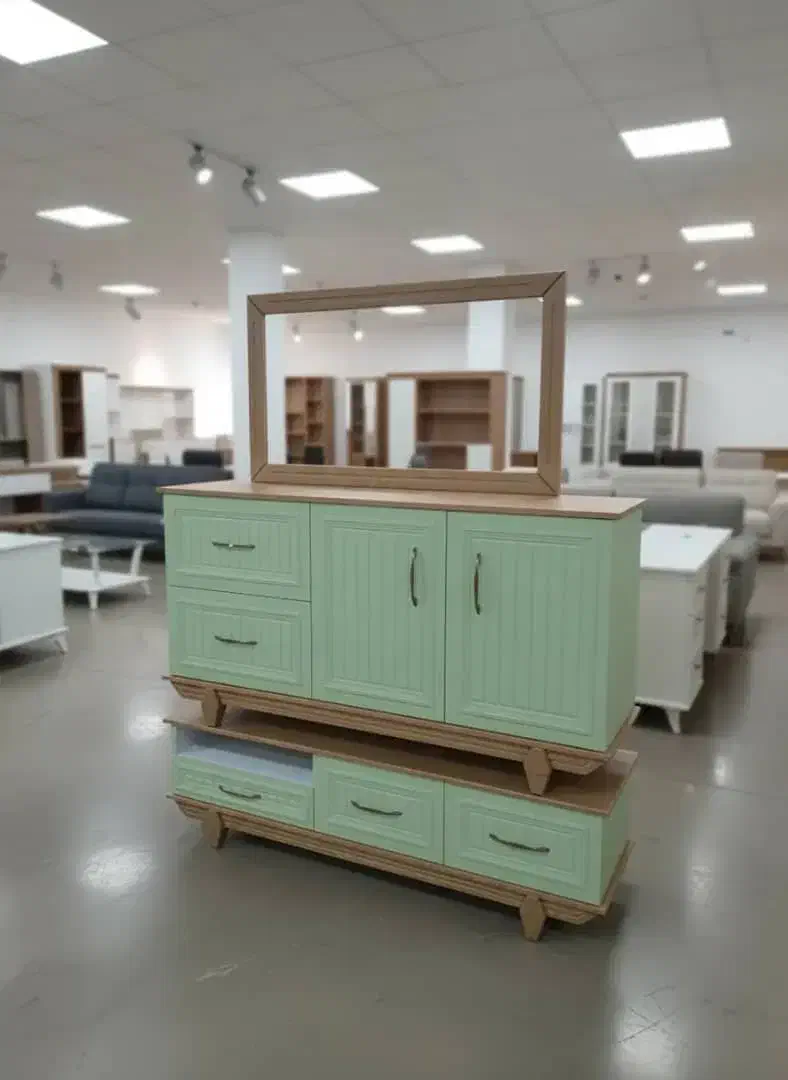 آینه کنسول چوبی کد ۳۲ با میز تلویزیون ست|بوفه، ویترین، کنسول|مشکیندشت, |دیوار