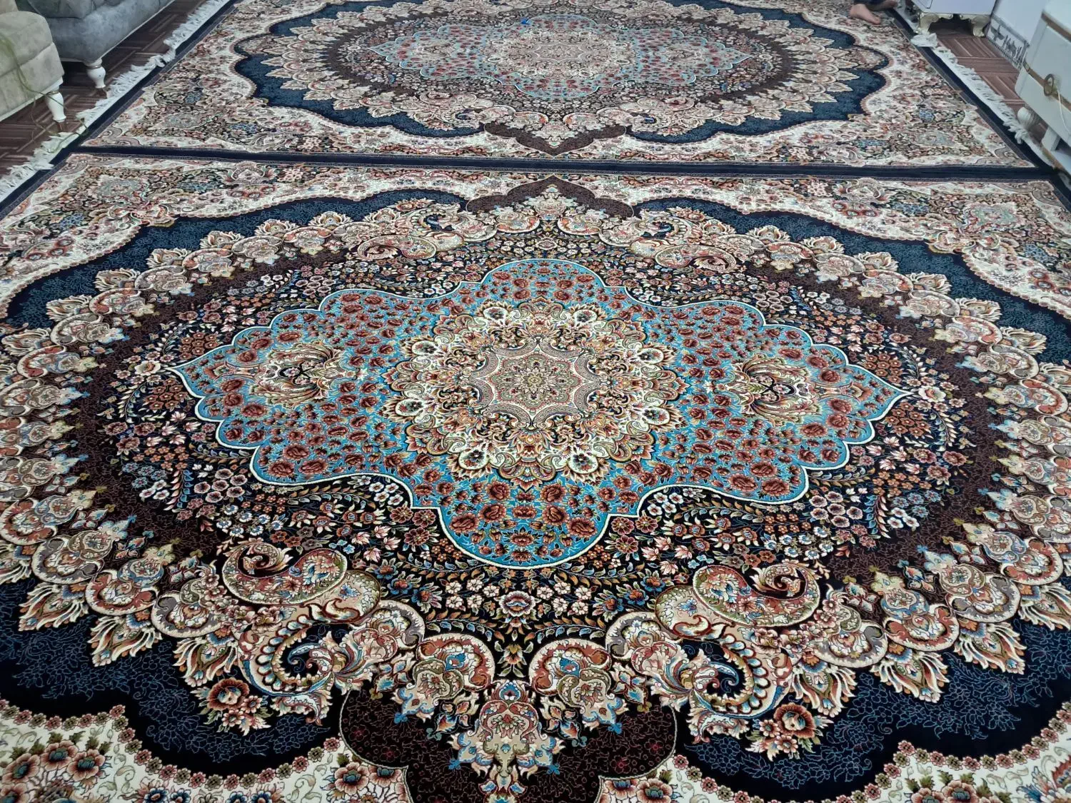 یک جفت فرش ۹متری طرح ارکیده|فرش|ورامین, شهرک مدرس|دیوار