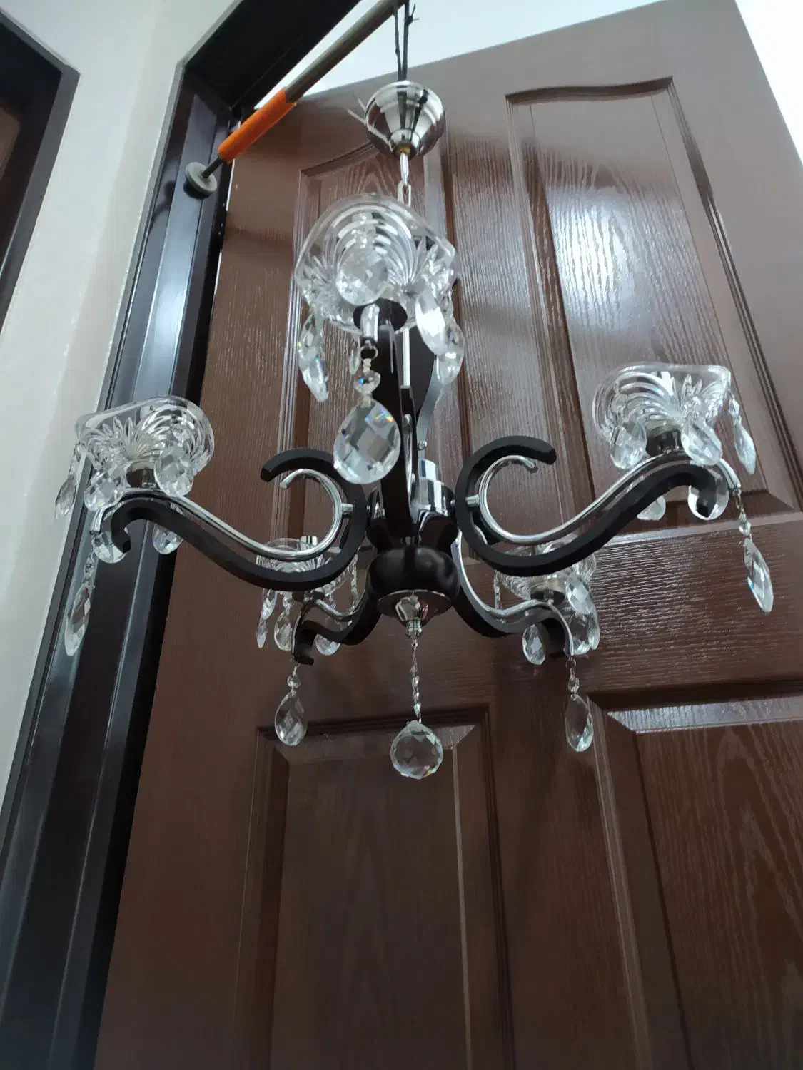 لوستر چوبی فلزی ۵ شعله|لوستر و چراغ آویز|تبریز, |دیوار