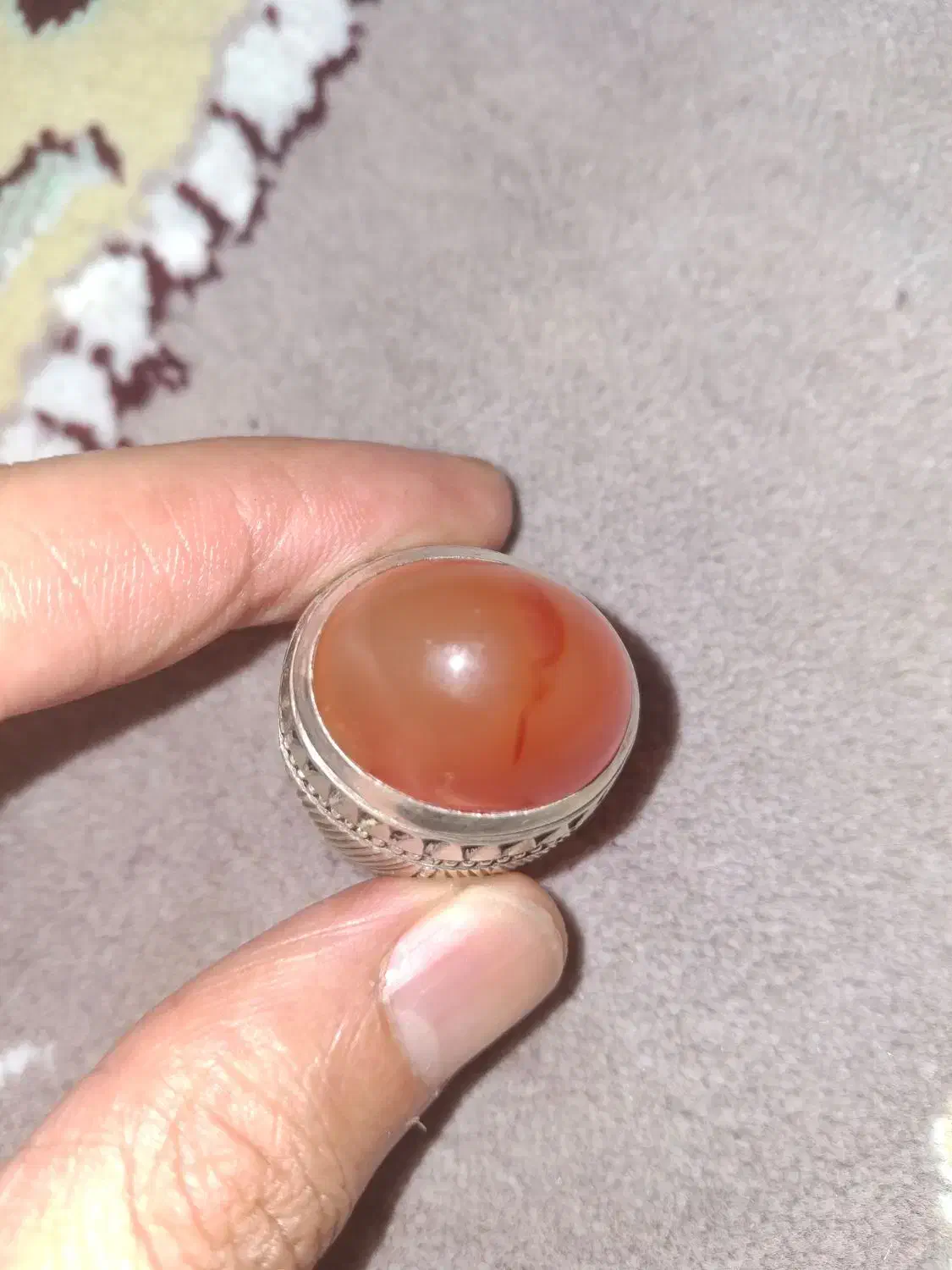 انگشتر عقیق یمنی رگه زعفرانی|جواهرات|مشگین شهر, |دیوار