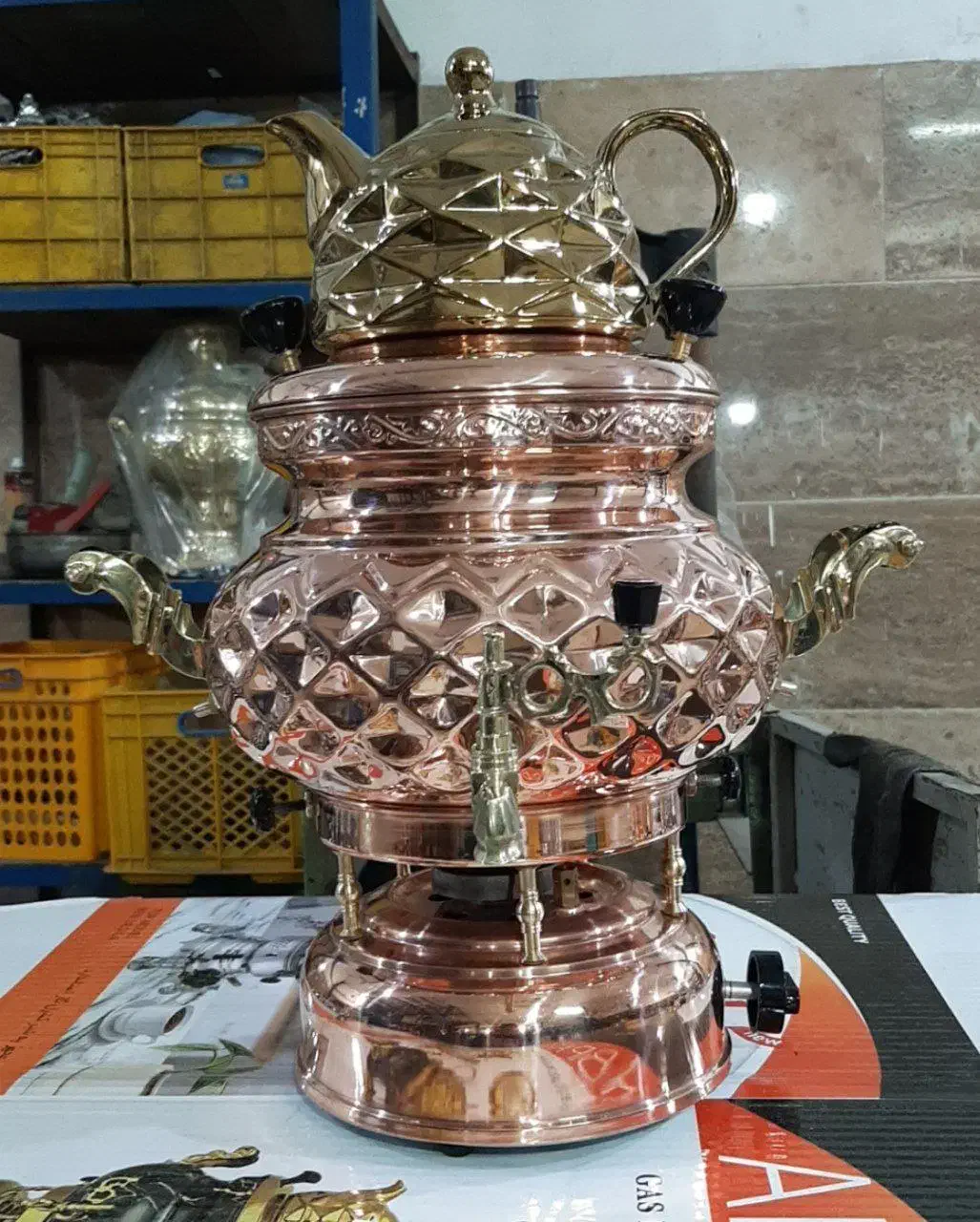 ظروف مسی/سماور مسی گازی/نانو حرارتی/اقساطی/زنجان|قوری، کتری، قهوه‌ساز دستی|تهران, بازار|دیوار