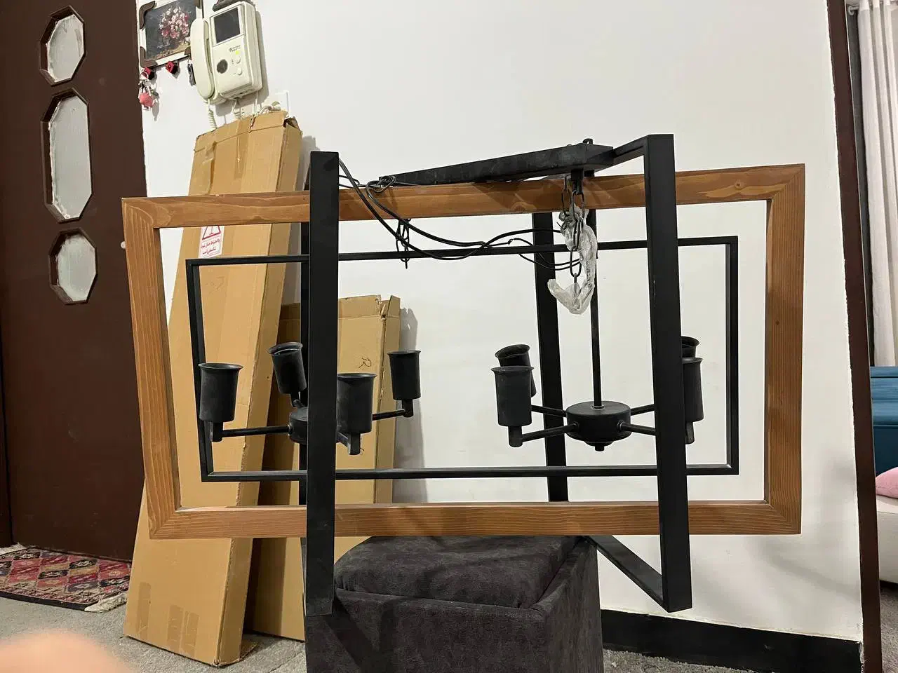 لوستر چوبی حراجی ۱|لوستر و چراغ آویز|زاهدان, |دیوار