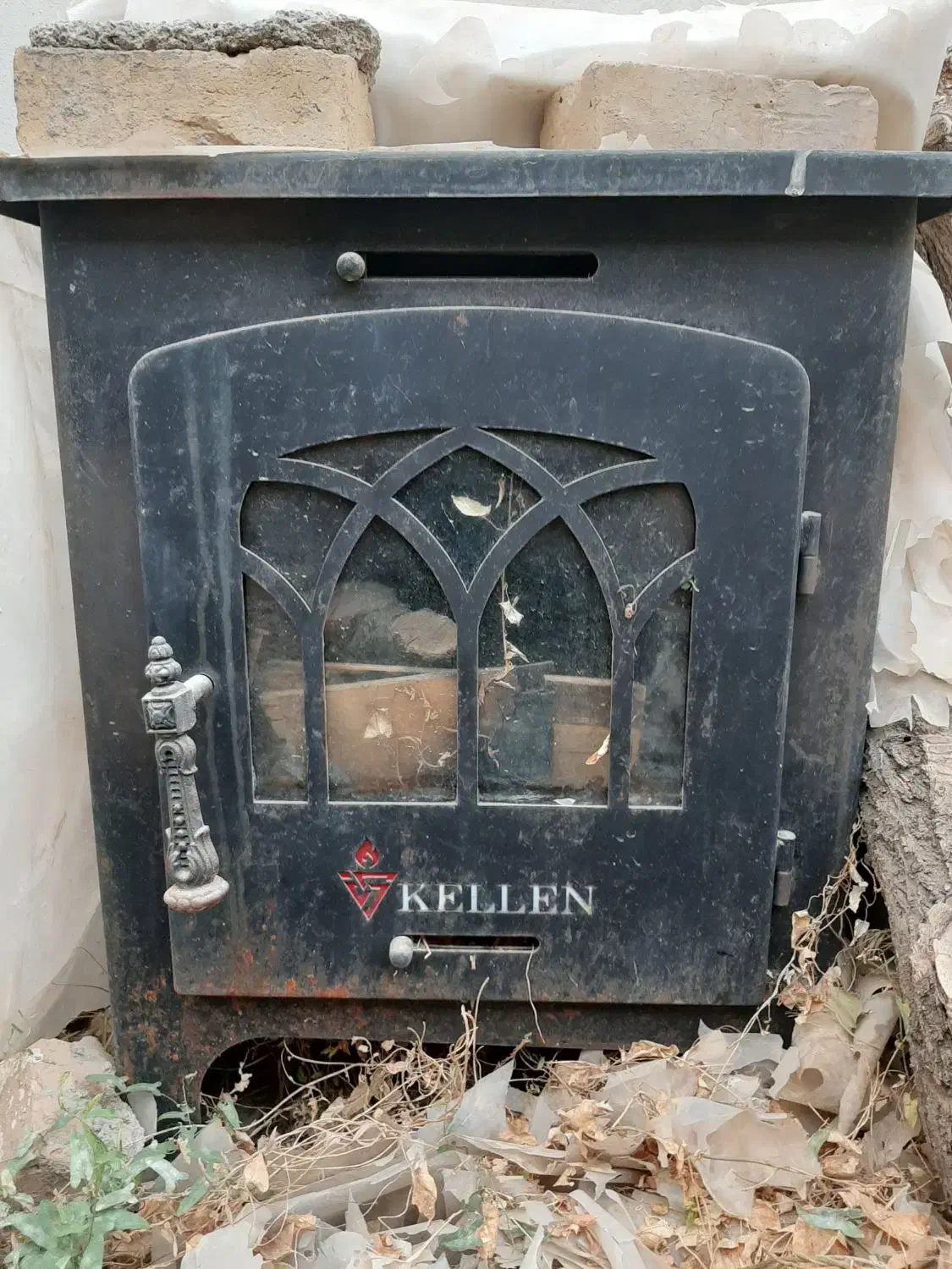 بخاری هیزمی با کف چدنی و ورق فولادی|بخاری، هیتر، شومینه|هشتگرد, هیو|دیوار