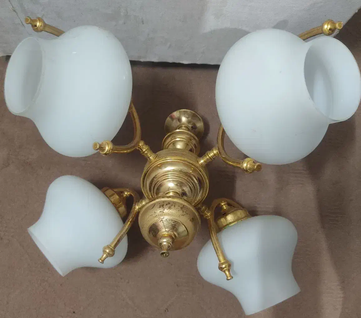 لوستر برنجی 4 شعله|لوستر و چراغ آویز|رودسر, |دیوار