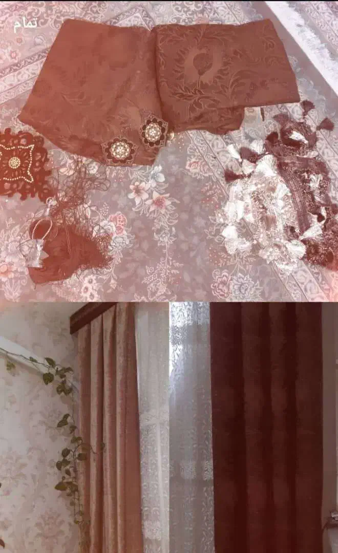 دوعدد پرده کناره جنس مخمل ساده|پرده، رانر، رومیزی|ابهر, |دیوار