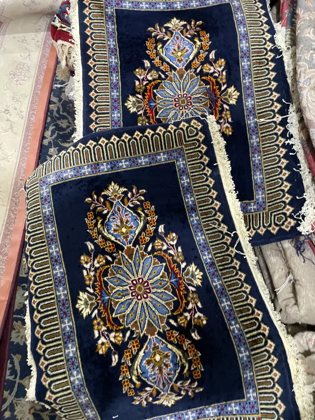 جفت پشتی دستبافت سرمه ای کاشان سالم|پشتی|تهران, آرژانتین|دیوار