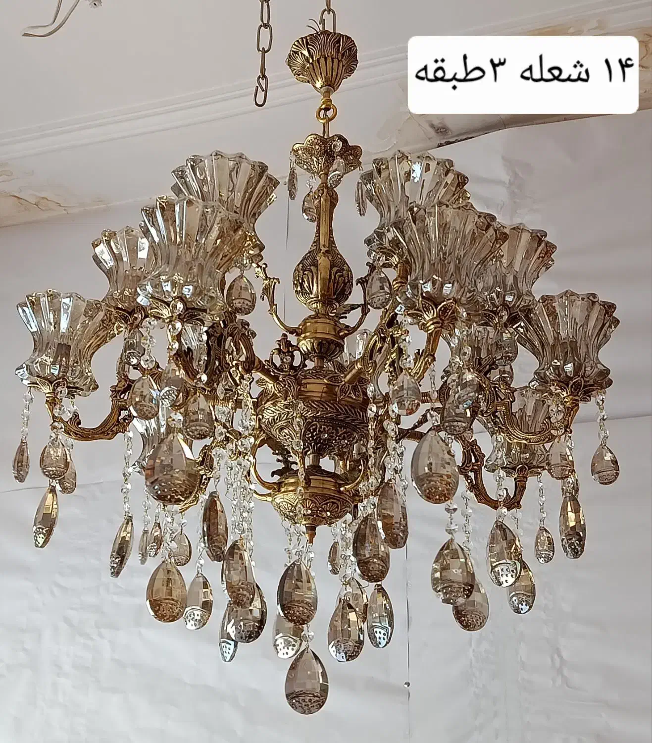 لوستر ۱۰ شعله تمام برنز ۴ قسط ۲ میلیون|لوستر و چراغ آویز|اراک, |دیوار